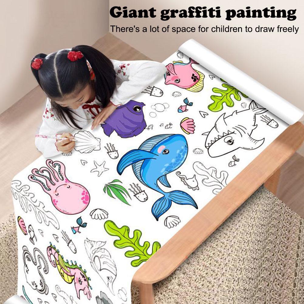 Kids Education Laptop - Children's Drawing Roll Sticky Color Filling