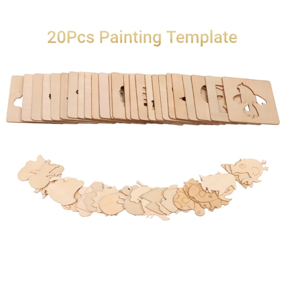 Kids Education Template - 20PCS Montessori Wooden Drawing Stencils -