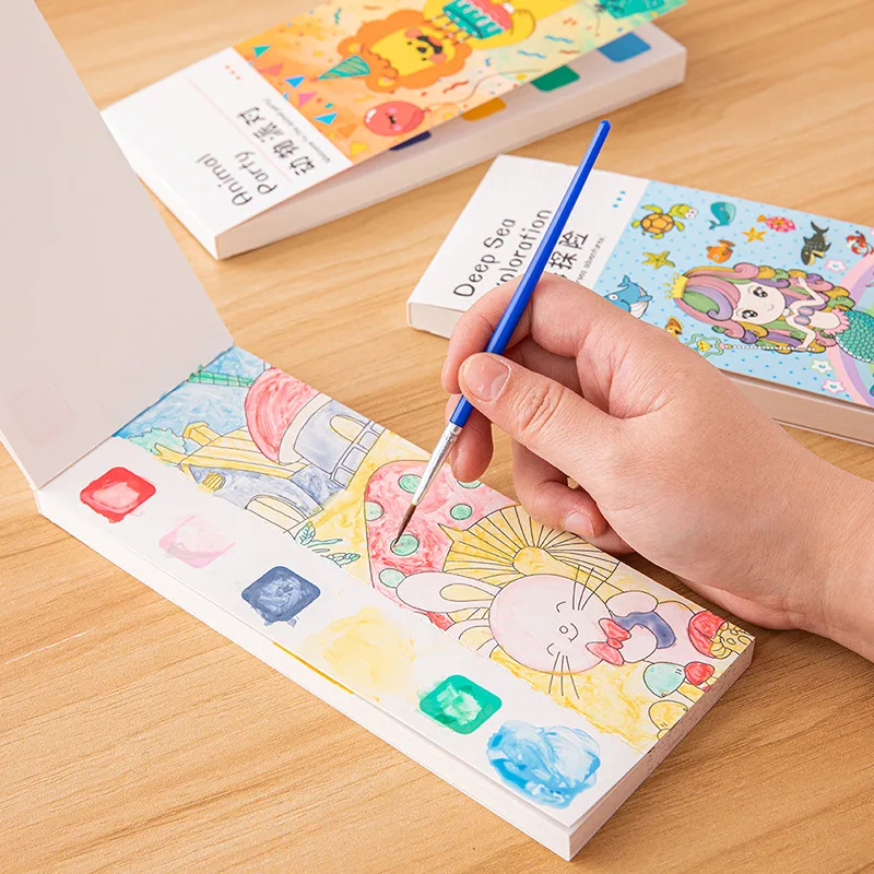 Kids Education Laptop - 20 Pages Portable Watercolor Painting Book