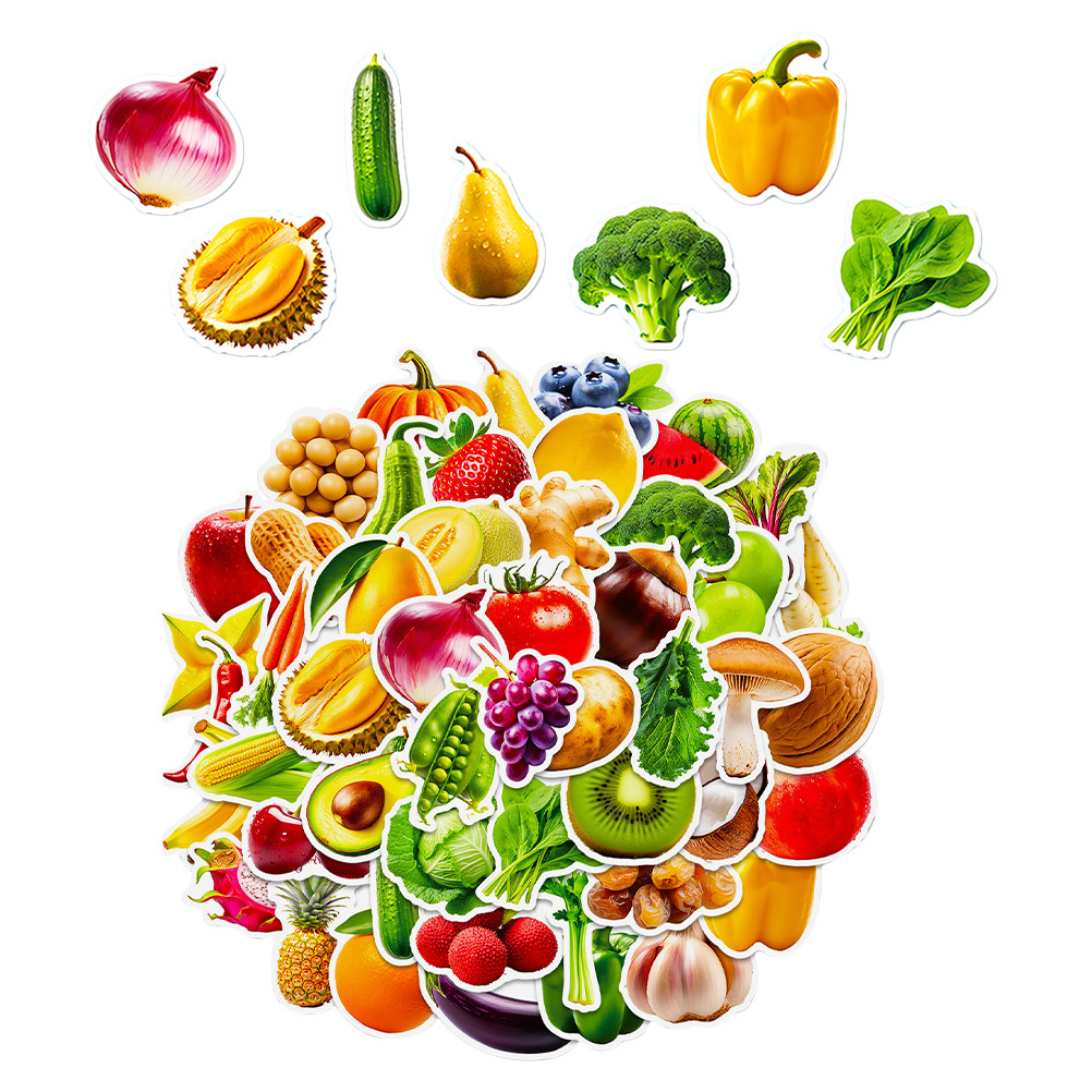 Kids Education Laptop - 50 Sheets Fruits Vegetables Learning Stickers