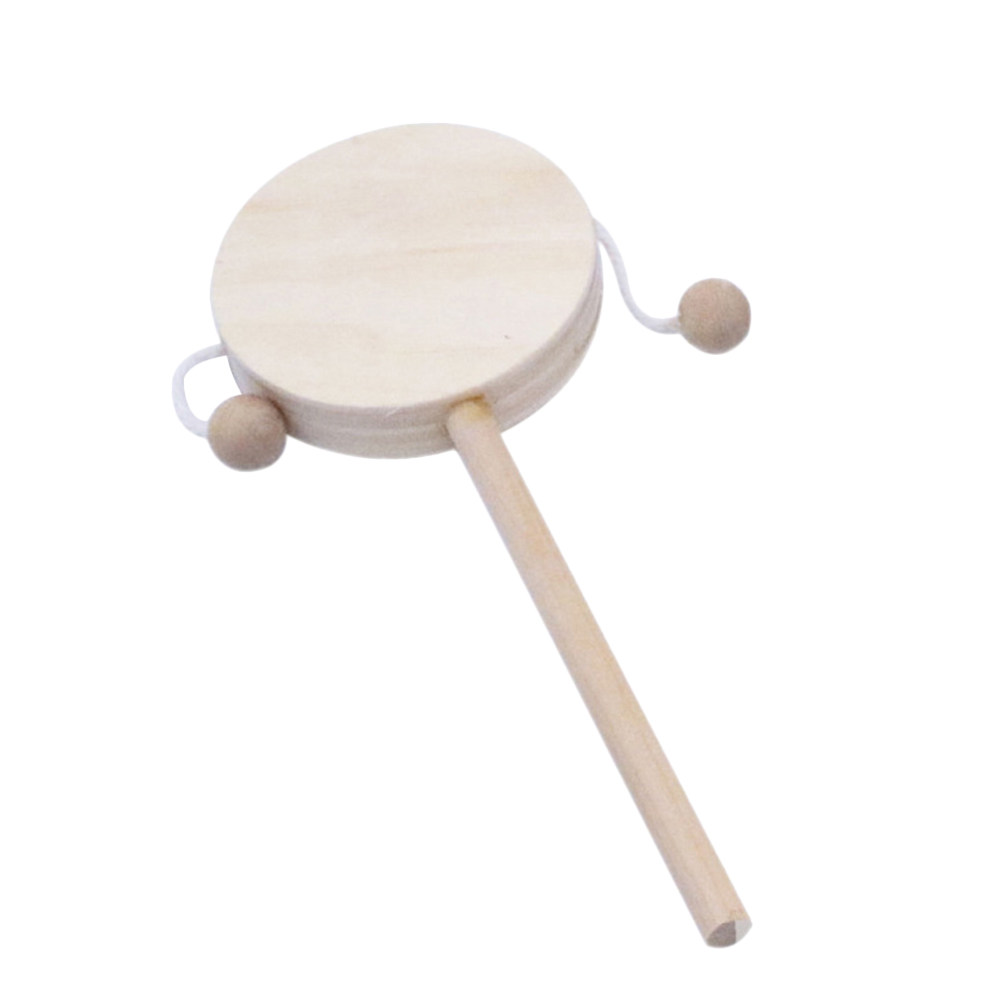 Kids Education Music - 1Set DIY Rattle Drum Wooden Unfinished