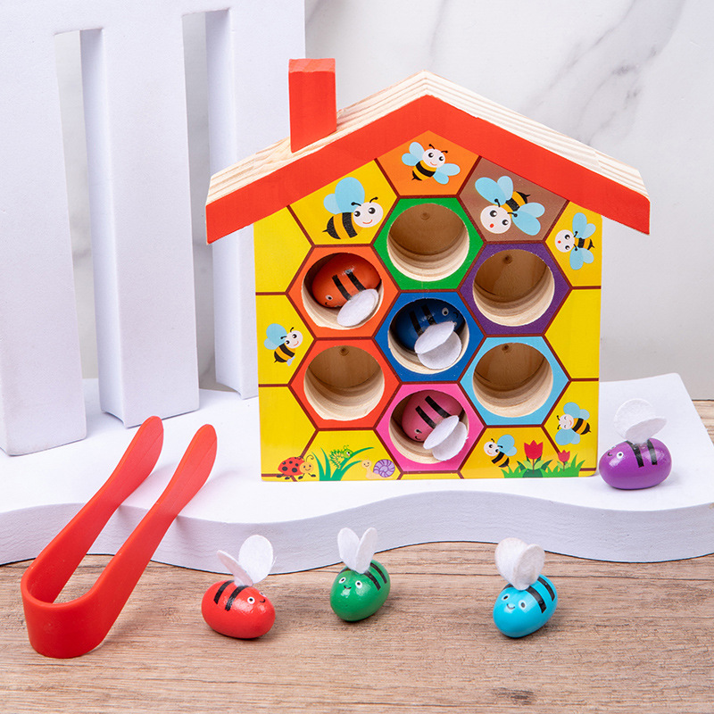 Wooden Bee House, Clamp Bee to - đánh giá và giá Montessori Shelf Toy