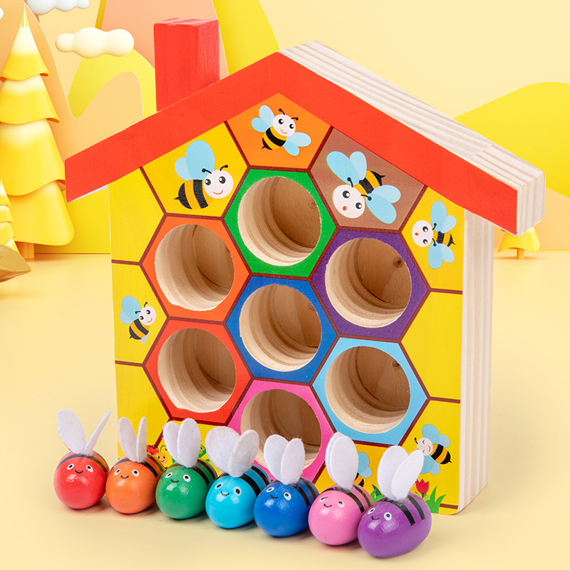 Wooden Bee House, Clamp Bee to - đánh giá và giá Montessori Shelf Toy
