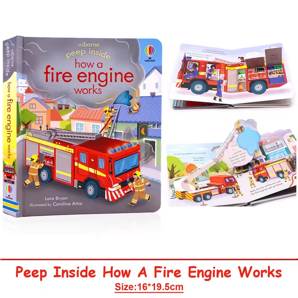 Usborne Peep Inside How A Fire - đánh giá và giá English Kids Education