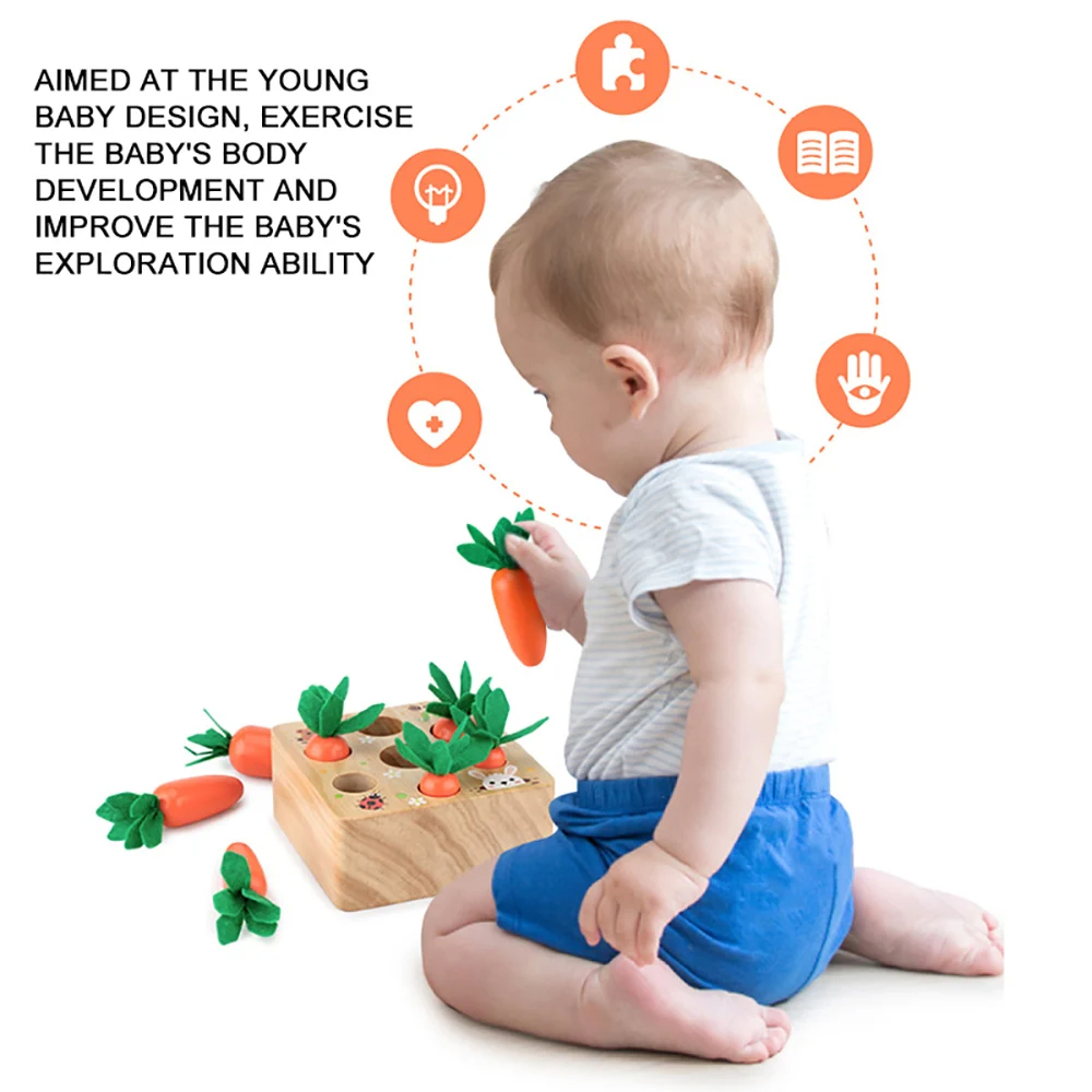 Children Puzzle Pull Up Carrot - đánh giá và giá Montessori Shelf Toy